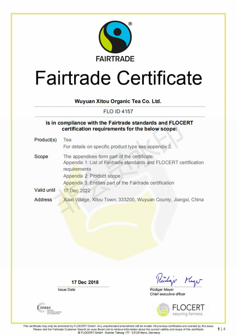  Fairtrade Certificat (2018-2022) 
